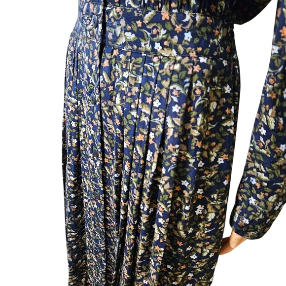 VTG 80s Karin Stevens Floral Midi Dress 8 Lace Collar Pocket Prairie Cottagecore - Picture 10 of 16